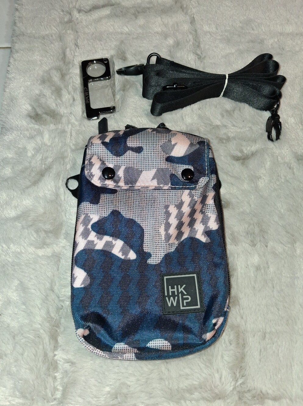 Womens Blue Camouflage Crossbody Bag - Casual Sling Pouch